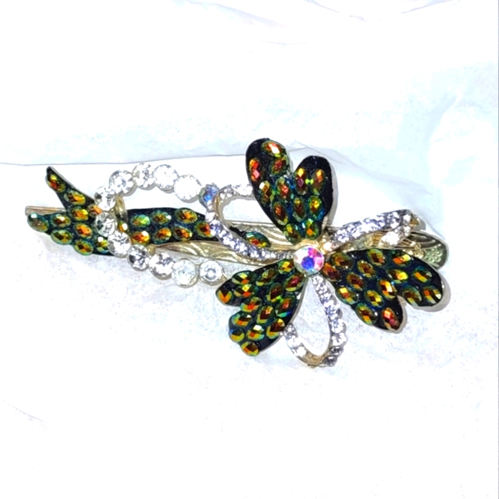 Old Fashioned Green AB Rhinestone Hair Clip